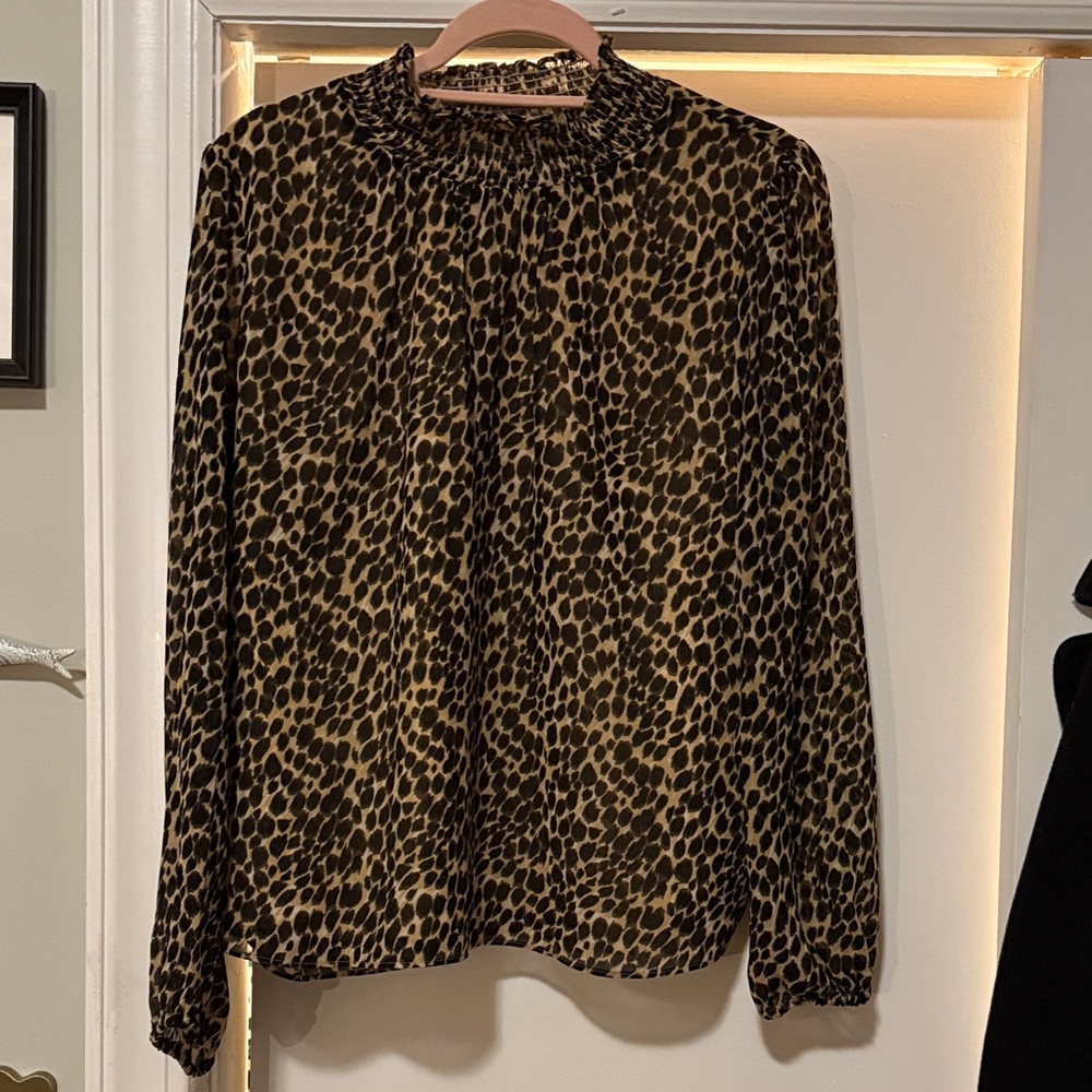 J. Crew Mock-neck Cheetah Print Blouse